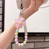 INS Candy Color Mobile Phone Lanyard Wrist Strap Women Girls Korean Beaded Flower Bracelet Anti-lost Case Bags Keys Pendant
