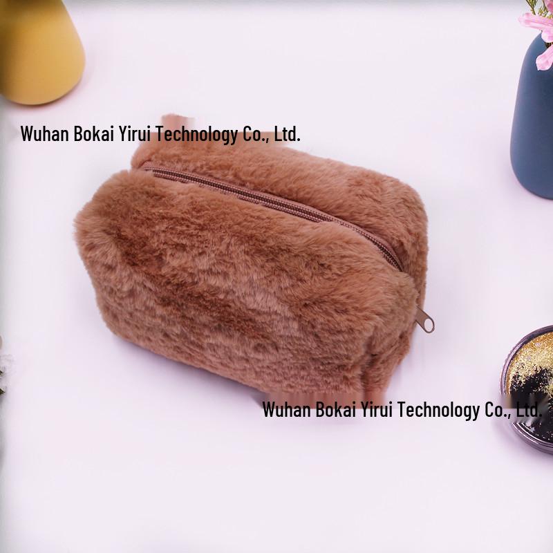 Candy Color Embroidered Macaron Plush Pencil & Makeup Bag