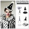 Set 2 Pezzi Collare Finto Fascia Testa da Clown Papillon Mantello Leggero Costume di Halloween Gioco di Ruolo