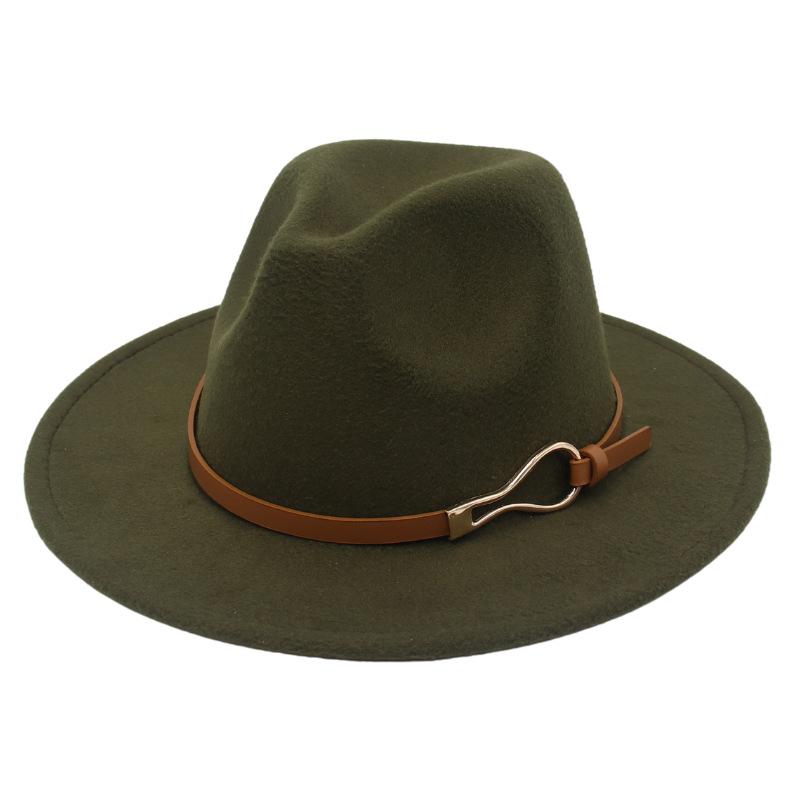 Foreign Trade Elegant Felt Hat Belt Buckle Top Hat Modified Face Jazz Hat British Dance Performance Woolen Hat Literature And Art