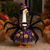 Porch Goose Costume 1 Set Halloween Spider Outfit, Pumpkin Cobweb Print Dress with for Yard Decoration Legs And Witch Hat, 23-Inch Statue Outdoor