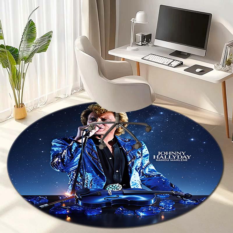 French legendary rock singer and actor Johnny Hallyday Round Carpet Soft Home Decoration Corridor Table and Chair Anti slip Outdoor Floor Mat rug H21