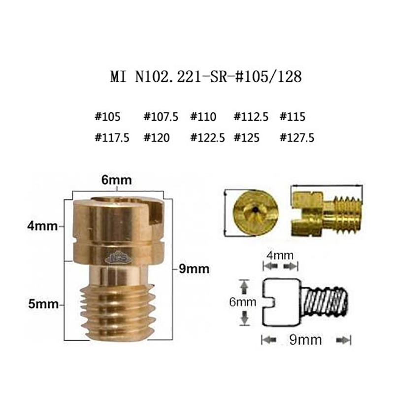 ZSDTRP 10pcs M5 Copper Motorcycle Carburetor Main Jet Kit for N102.221 Small Round Replacement Parts #80-153