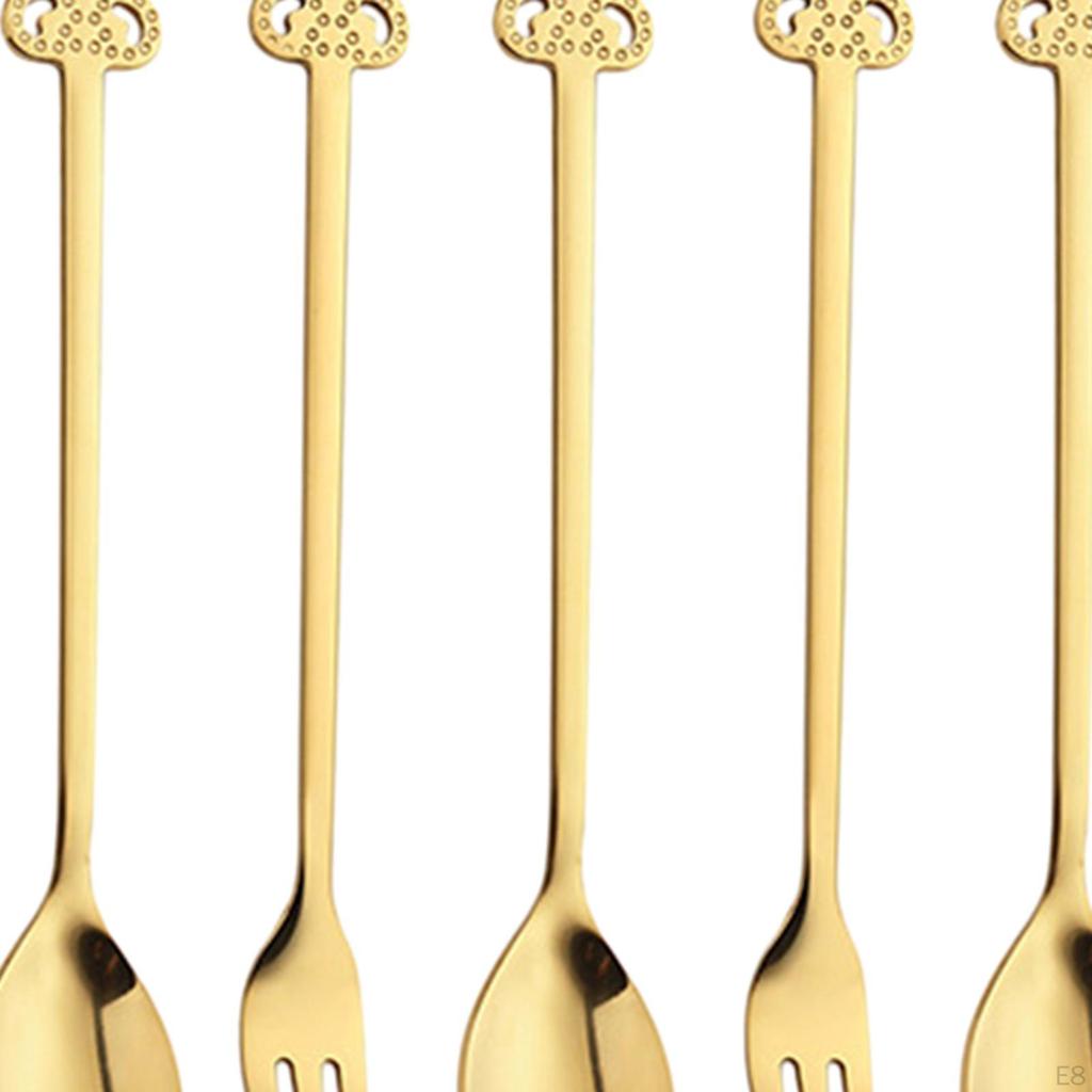 6 Pieces Christmas Flatware Forks and Spoons Set, Food Serving Utensils, Xmas Cutlery Kits