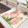 Natural Diatomite Dish Drying Mat with Fast Absorption, Heat Resistant & Non-Slip Pad for Sink Countertop - 30x40cm To 50x80cm Floral Design