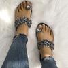 2025 Summer New Set of Toe Sequined Sandals Women's Casual Large Size Foreign Trade Rhinestone Slippers Women