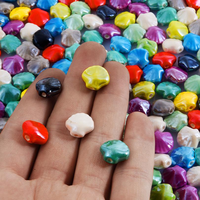 10pcs/Lot Sea Beach Conch Starfish Tropical Fish Bead Charms For Jewelry Making Supplies Ceramics Pendant DIY Bracelets Material