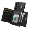 For Samsung Galaxy S23 Ultra Crossbody Phone Case Card Holder Kickstand Leather Coated TPU Mobile Cover