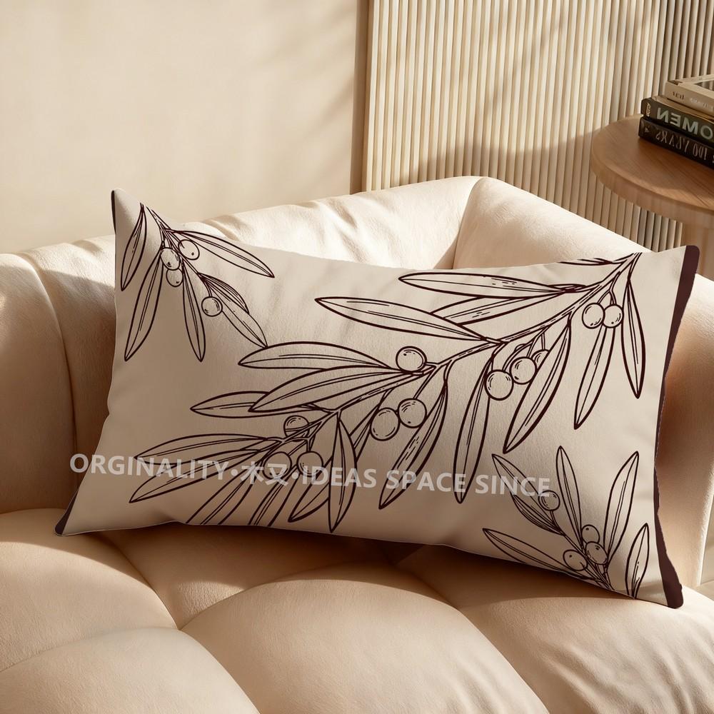 Olive Branch Pattern Pillowcase Suitable For Sofa Bedroom Car Pillow Cover Cushion Rectangular Back Cushion