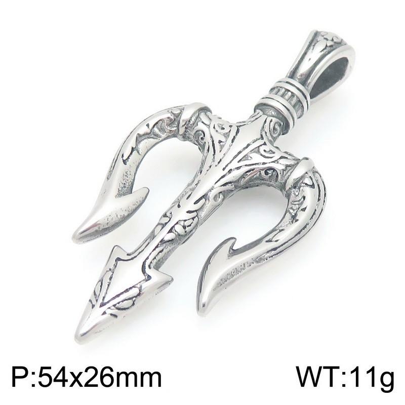 Norse Mythology Black Diamond Eye Of Horus Cross Necklace Retro Viking Sea King Trident Titanium Steel Pendant Men