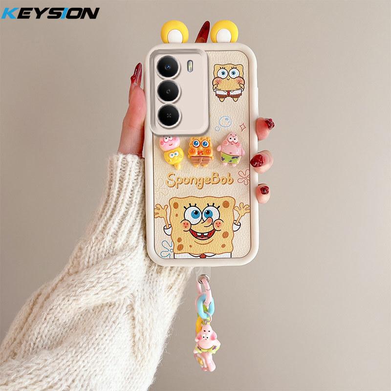KEYSION Cute Ear 3D Cartoon Case for Realme C71 with Bracelet Soft Silicone Shockproof Phone Back Cover for OPPO Realme C71