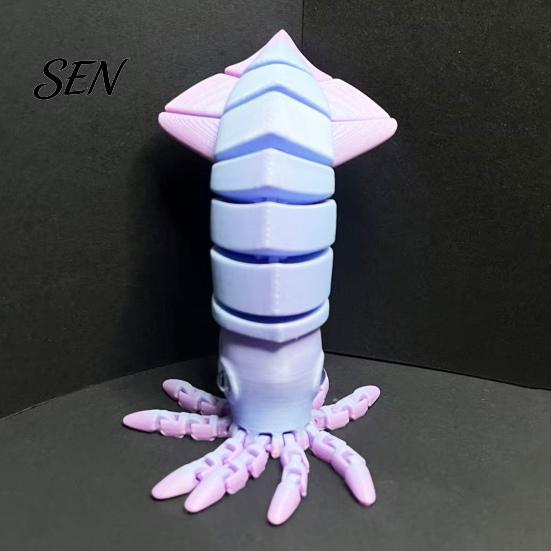 Articulated Squid Models 3D Printed Toy, Movable Joints Figurine, Figurine Simulated Sea Animal Fidget Toy for Desktop Decoration Realistic Life