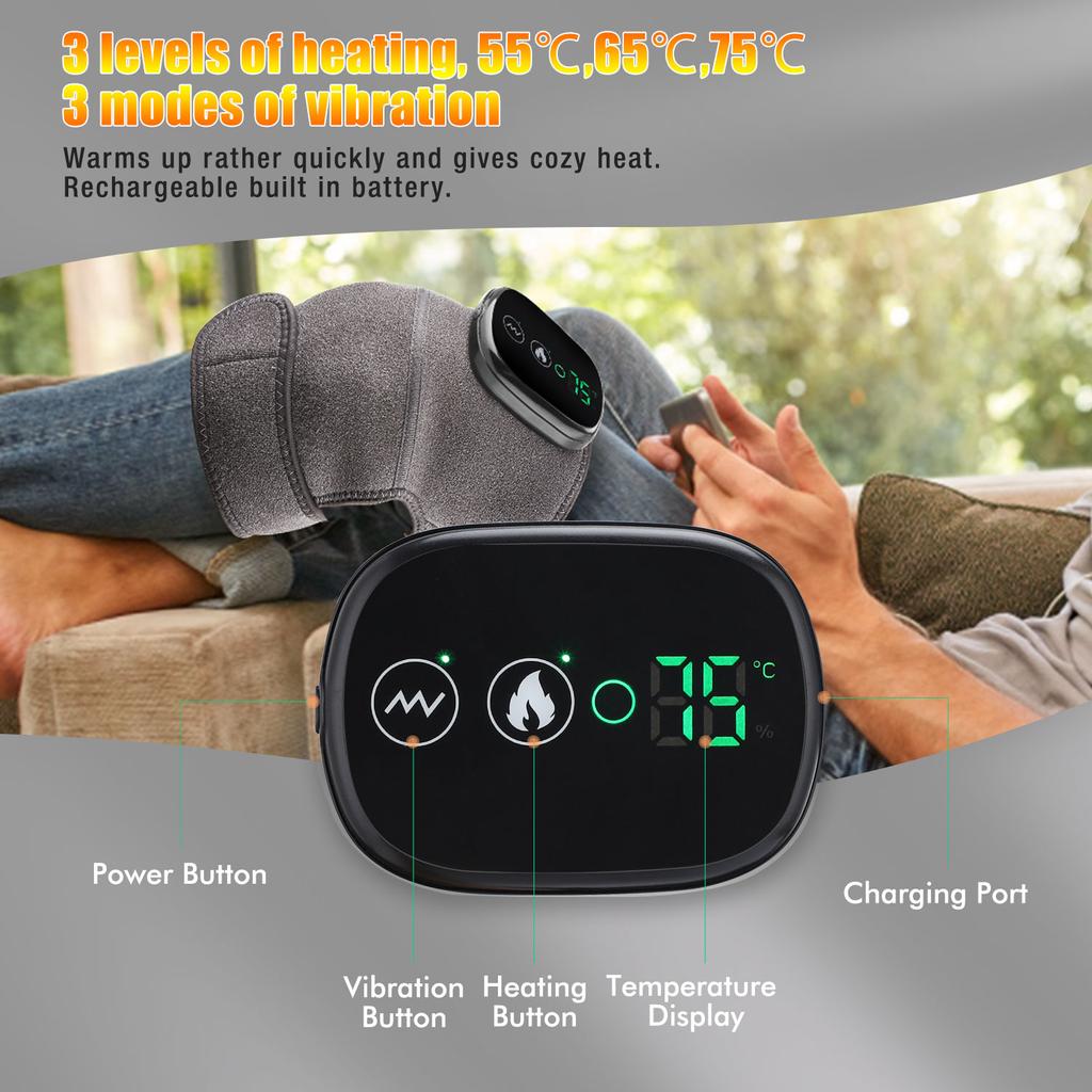 Electric Heating Knee Pad with Vibration Massage for Leg Joint Elbow Support Shoulder Warming Auto Temperature Control Massager