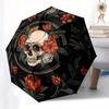 Day of the Dead Skull & Flowers Circular Art PrintUmbrella with Cute Design, Portable 3-Fold Compact Umbrella for Men & Women, Valentine's Day Mother'