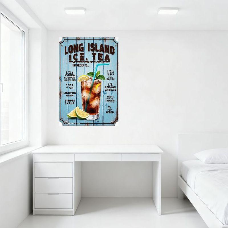 Vintage Metal Tin Sign LONG ISLAND ICE TEA Recipe Wall Decor for Bar Restaurant Man Cave Home Kitchen Art Decoration