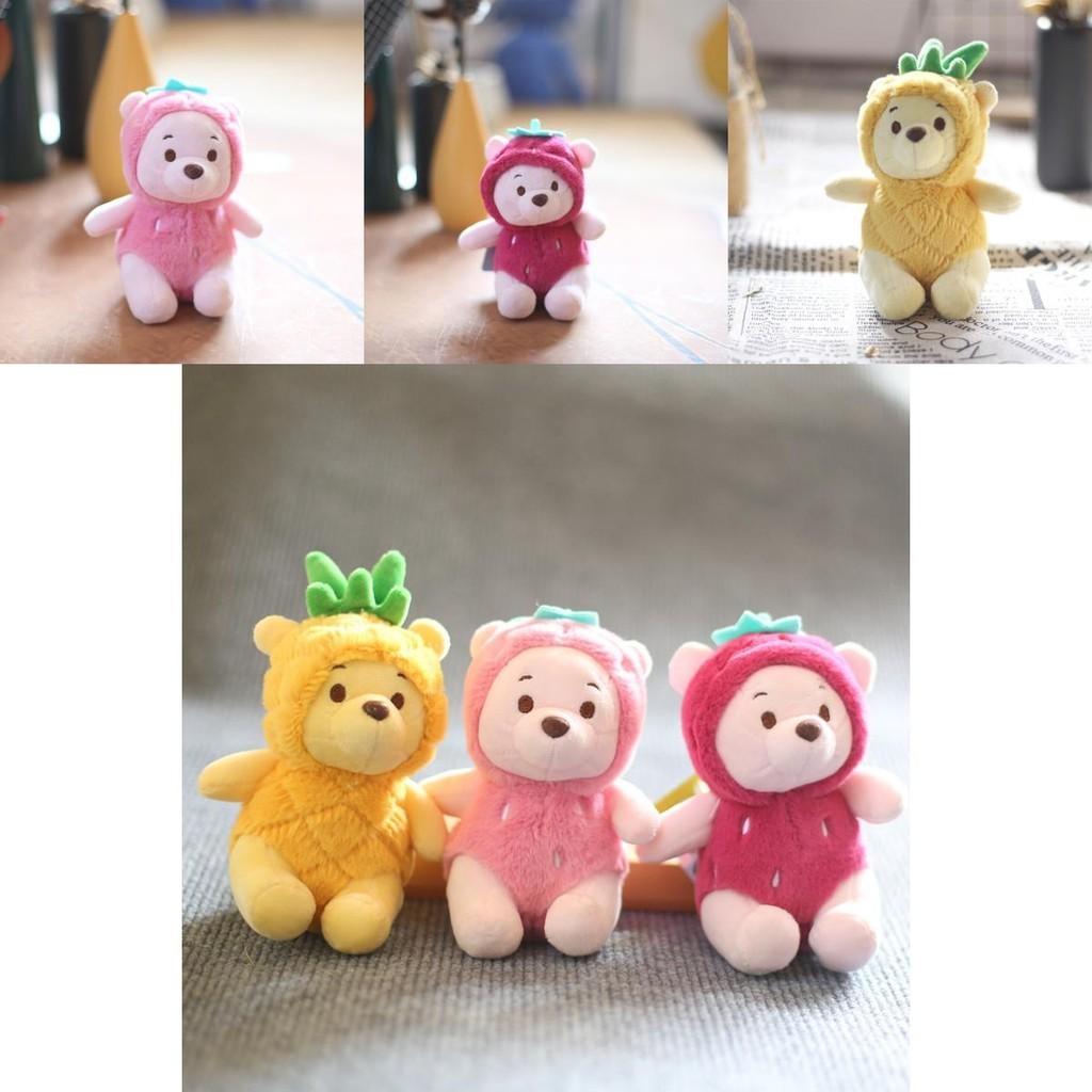 Adorable Pineapple Bear Plush Keychain Cute Short Plush Toy Bag Charm 13cm