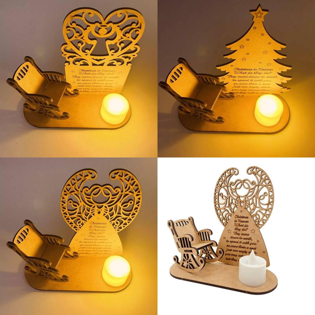 Charmiga Handgjorda Träjuldekorationer Med Ängel- Och Trädmotiv För Festlig Heminredning