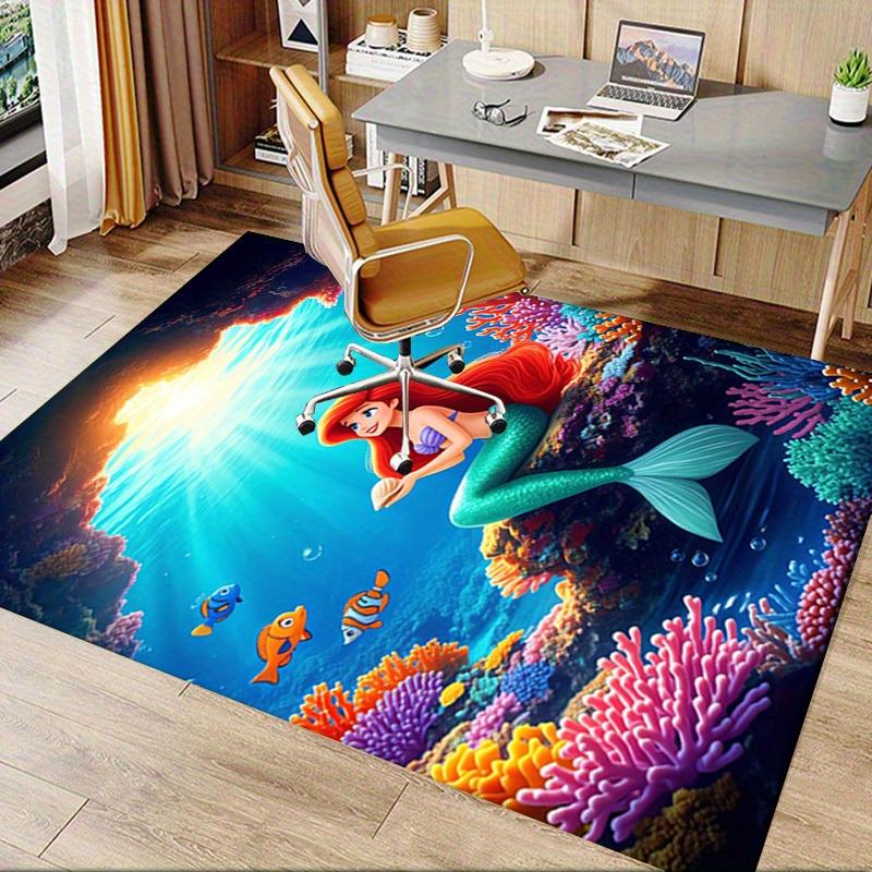 1pcOffice Carpet, Under Chair Rug, Gift for Home Decor, Mermaid Theme Underwater World Design
