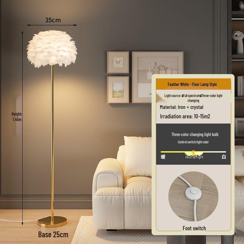 

Элегантный хрустальный торшер с перьями для гостиной или спальни White Feather