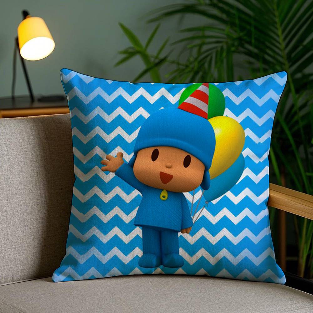 Cartoon Cute P-Pocoyo Pillow Case Sofa Short Plush Double-sided HD Printing Room Home Office Gift Cushion Cover
