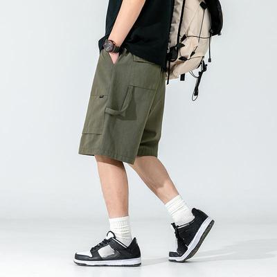 Męskie letnie spodenki robocze w stylu japońskim, z ściągaczem, na ramiączkach, do kolan, sportowe