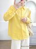 Women's Candy Color Long Sleeve Cotton Shirt - Minimalist, Versatile, and Slimming Design