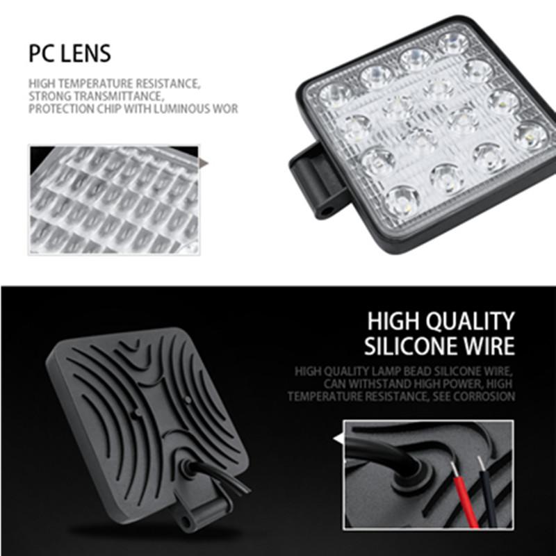 Factory 48W Square LED Work Light Flood Spot Lamp Work Light for Offroad Truck Tractor Boat Bar 12V 24V