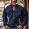 Men's Colorblock Lambskin Half Zip Stand Collar Sweatshirt Men's Sports Large Size Casual Stand Collar Sweatshirt
