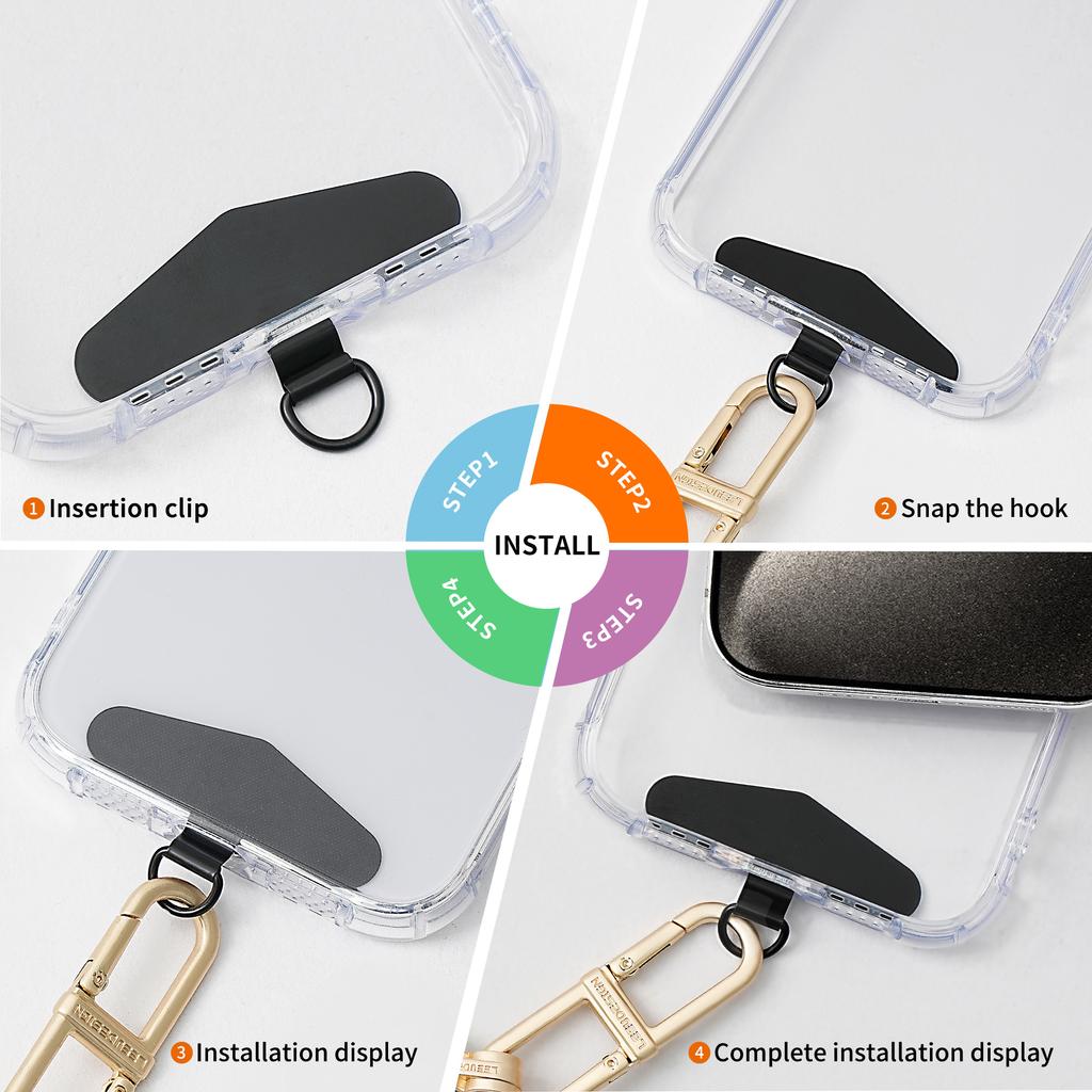 Linguetta con Anello a D per Cavo di Sicurezza per Telefono Patch in Metallo Pad per Cordoncino da Polso per Telefono