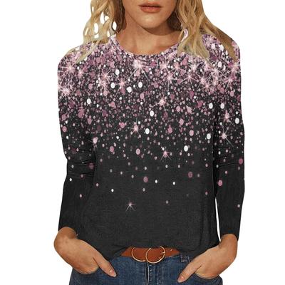 3D Shiny Print Women T Shirt Long Sleeve O Neck Loose Women Tshirt Ladies Tee Shirt Tops Camisetas Mujer Women Clothing