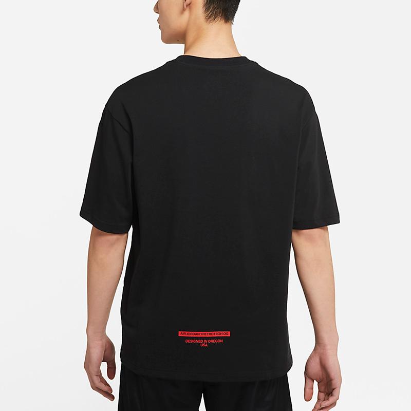 Jordan T Shirts Men's Black Crew Neck Moderate Straight Fit (Unisex) T-Shirts DM3545 010
