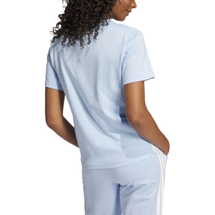 Adidas Logo Round Neck Short Sleeve T-Shirt Women tops Blue JE1227