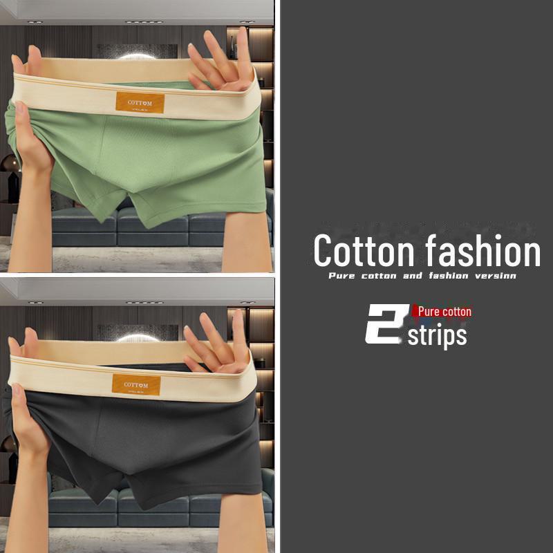 Men's Solid Color Cotton Boxer Briefs - Comfortable, Breathable, Mid-Waist Sports Shorts
