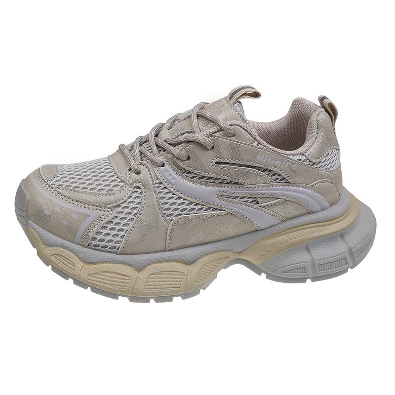 Height-increasing Platform Student Sports Shoes 2025 Summer and Autumn New Lightweight Dad Shoes Women's Mesh Breathable Sneakers