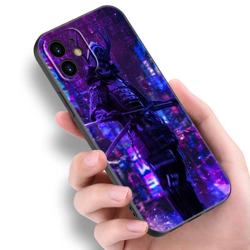Japanese Samurai Phone Case For Apple iPhone 14 13 12 Mini 11 Pro Max 7 8 XR X XS 7 8 Plus SE 2020 2022 Black Soft Cover