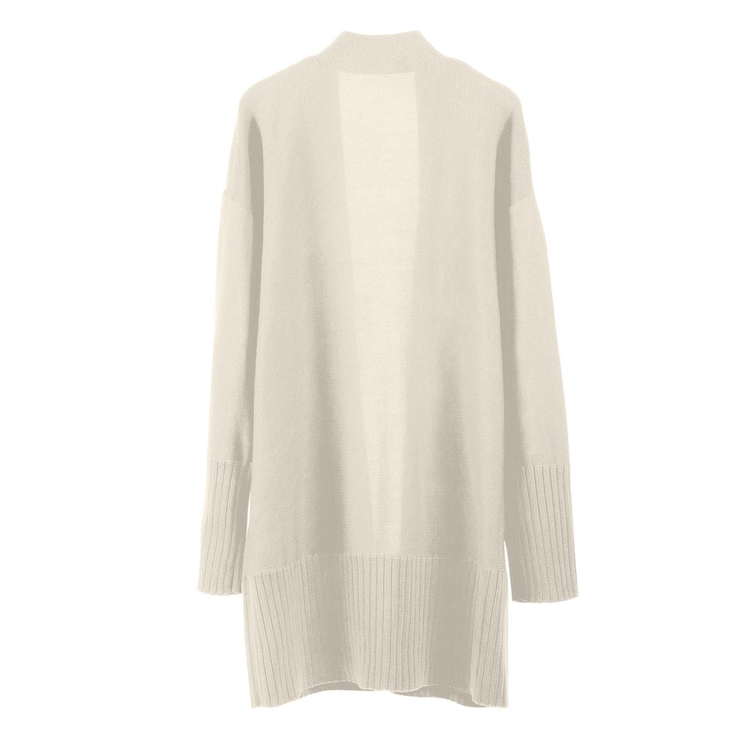 Women's Long Sleeved Color Medium Length Knitted Cardigan Jacket Sweater Knitted Sweater