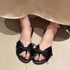 Fashion Women's Fashion Flat Slippers Summer New Round Head Open Toe Fabric Butterfly Knot Anti-slip Wear-resistant Sandals