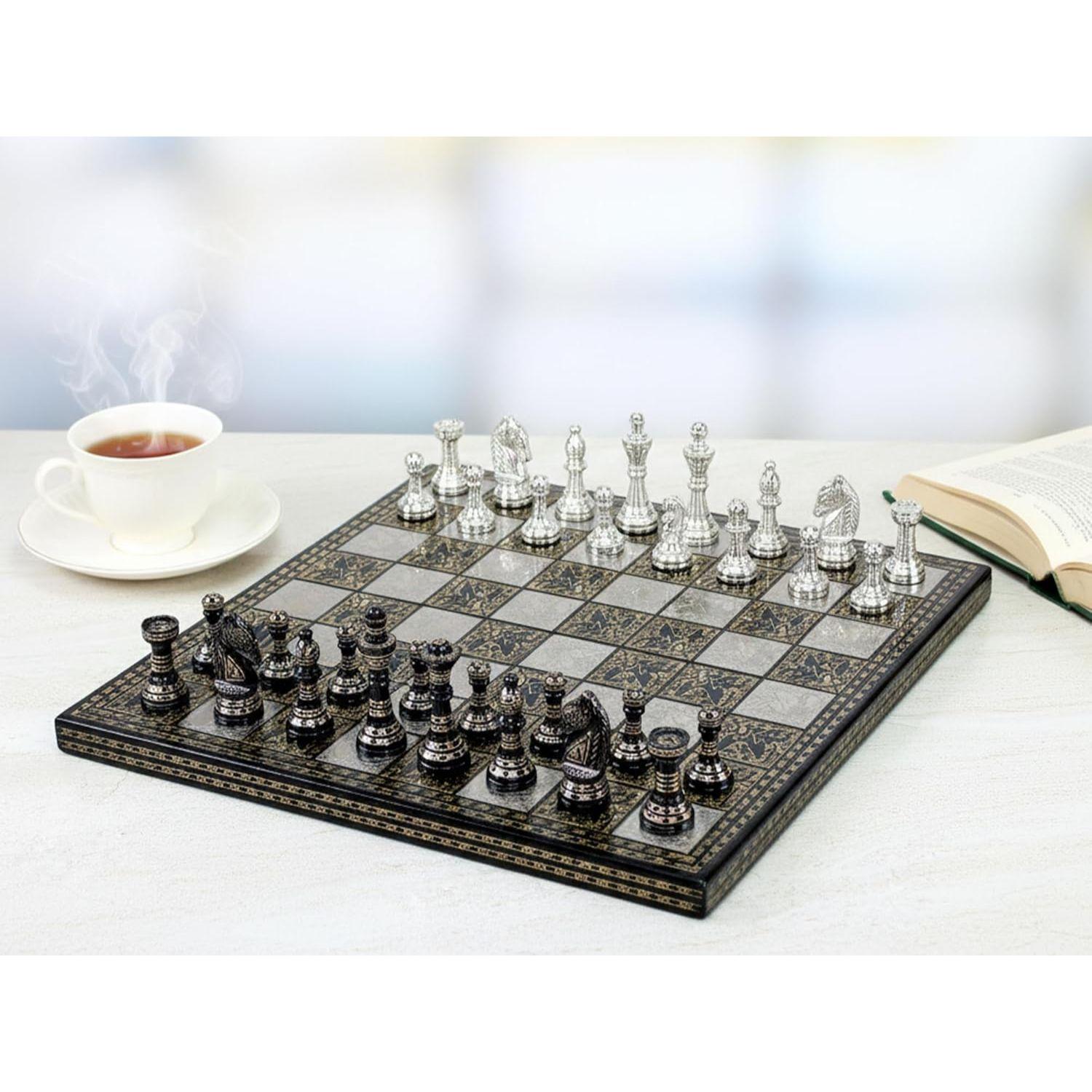 

Collectible Complete Brass Chess Game Board Set With 100% Brass Chess Pieces Chessman Coins Pawns,for adult