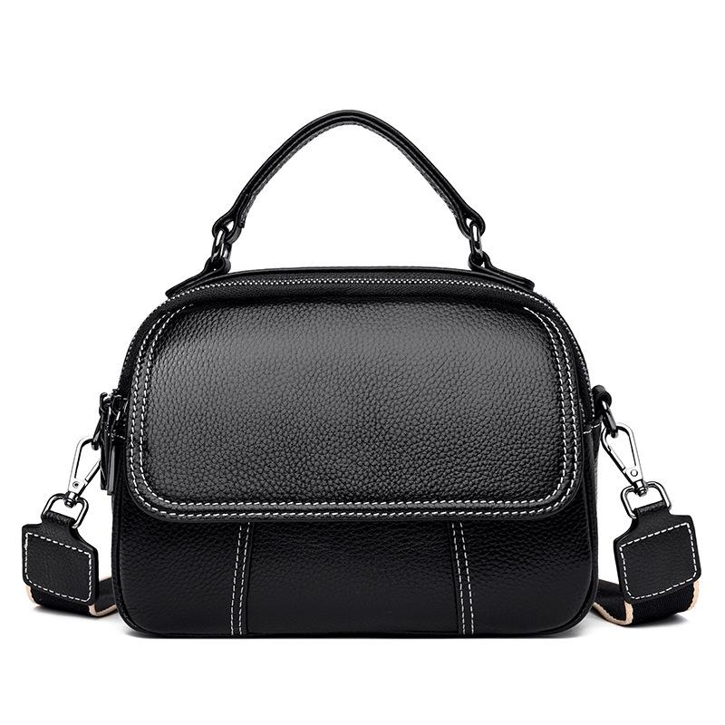 New shoulder leather women's bag versatile high-end feeling first layer cowhide portable messenger bag