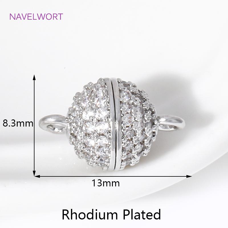 

18K Gold Plated Round Magnetic Clasps Brass Inlaid Zircon Bracelets/Necklace Connect Clasps For DIY Jewelry Making Accessories 1 piece