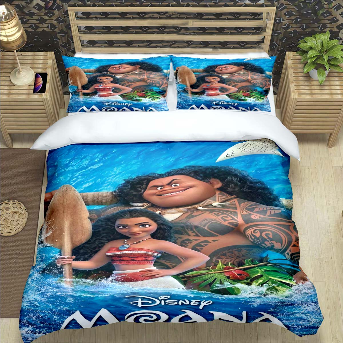 

Fashion Cute Cartoon Moana Print Bedding Sets Bed Supplies Set Duvet Cover Bed Comforter Set Bedding Set child Birthday Gift EU Twin 135x200cm
