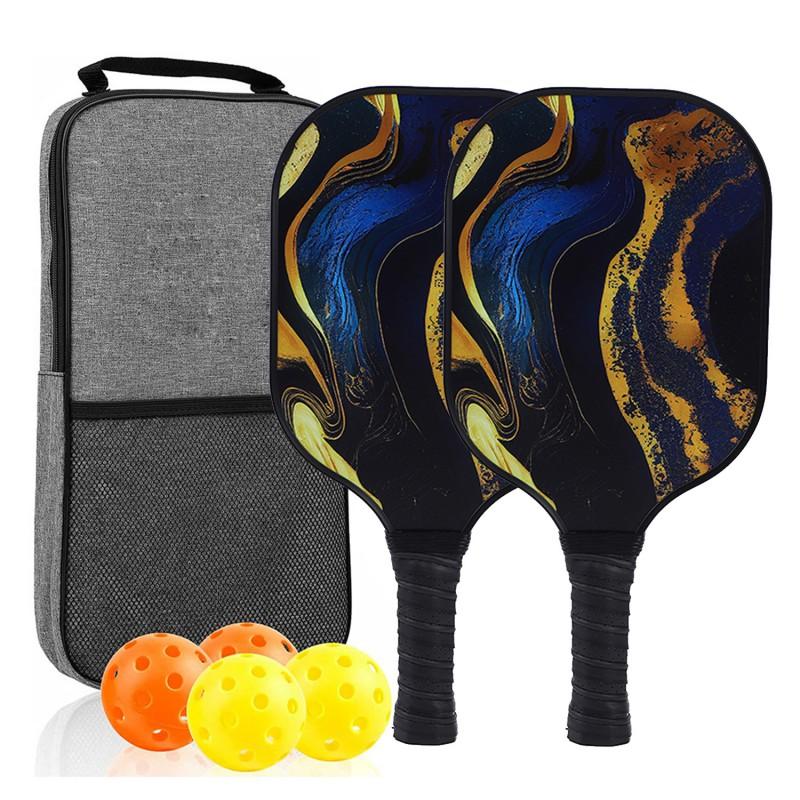 Glass Fiber Pickleball Paddle Set With 4 Balls Carry Bag Lightweight Durable Racket Beginners Recreational Players
