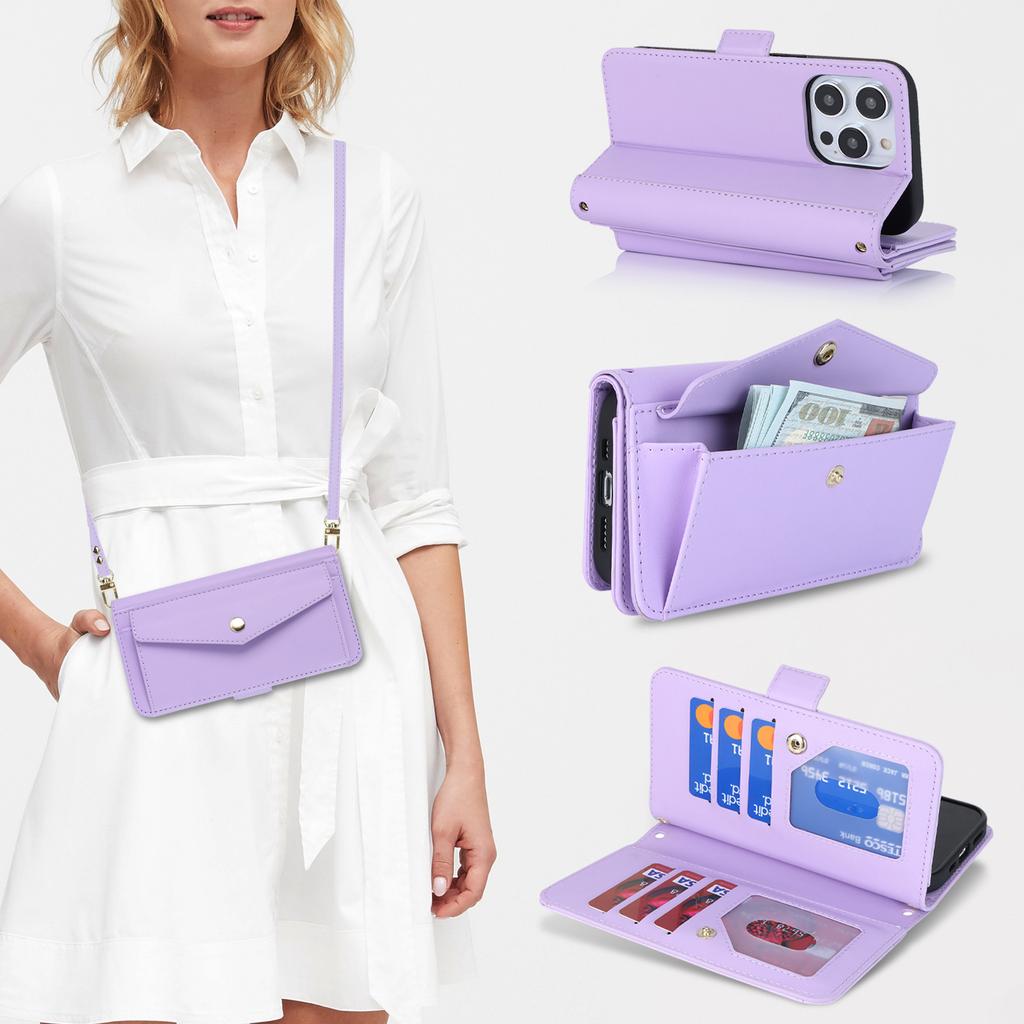 Crossbody Kartenfach Leder Geldbörse Hülle Für iPhone 15 Pro Max 14 Plus 13 12 11 Geldbörse Tasche Beutel Langes Lanyard Beutel Buchhülle
