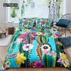 Cartoon Cactus Duvet Cover Green Plants Succulents Bedding Duvet Cover Kids Teens Nature Art Soft Microfiber Bedroom Decorative