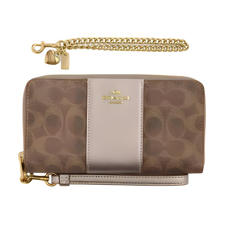 

Coach Boxed 19 Gold Logo Zipper Wallet Women wallet Brown Light-Champagne CX178-IMXD3 Gift Box Set (Basic Set+Yellow Box)