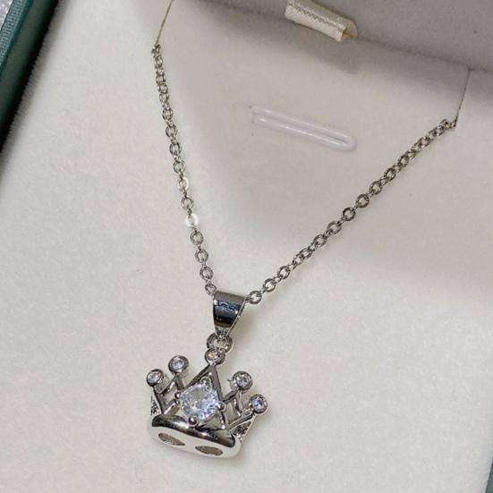 Damen Halskette Zirkonia Kronenform Durchbrochen Galvanisiertes Kupfer Leuchtende Farbe