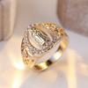 Luxury Crystal White Zircon Flower Rings For Women SGold Color Wedding Ring Bridal  Engagement Band Gifts