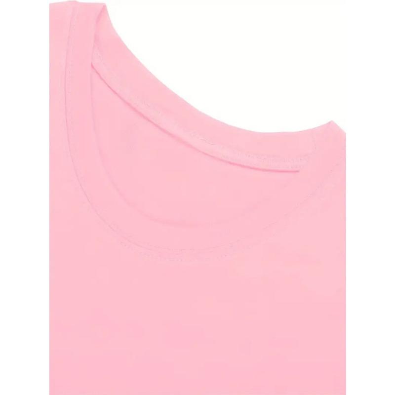 Girls Crewneck Short Sleeve Tee, K-Pop Girl Group Character Print Casual Sport Fashion Summer Top