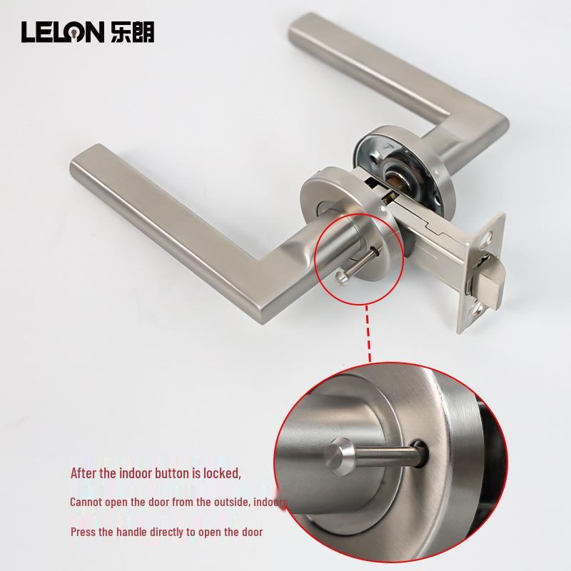 American Style Stainless Steel Privacy Lever Handle Bathroom Lock - Keyless Single Bolt for Room/Toilet Doors