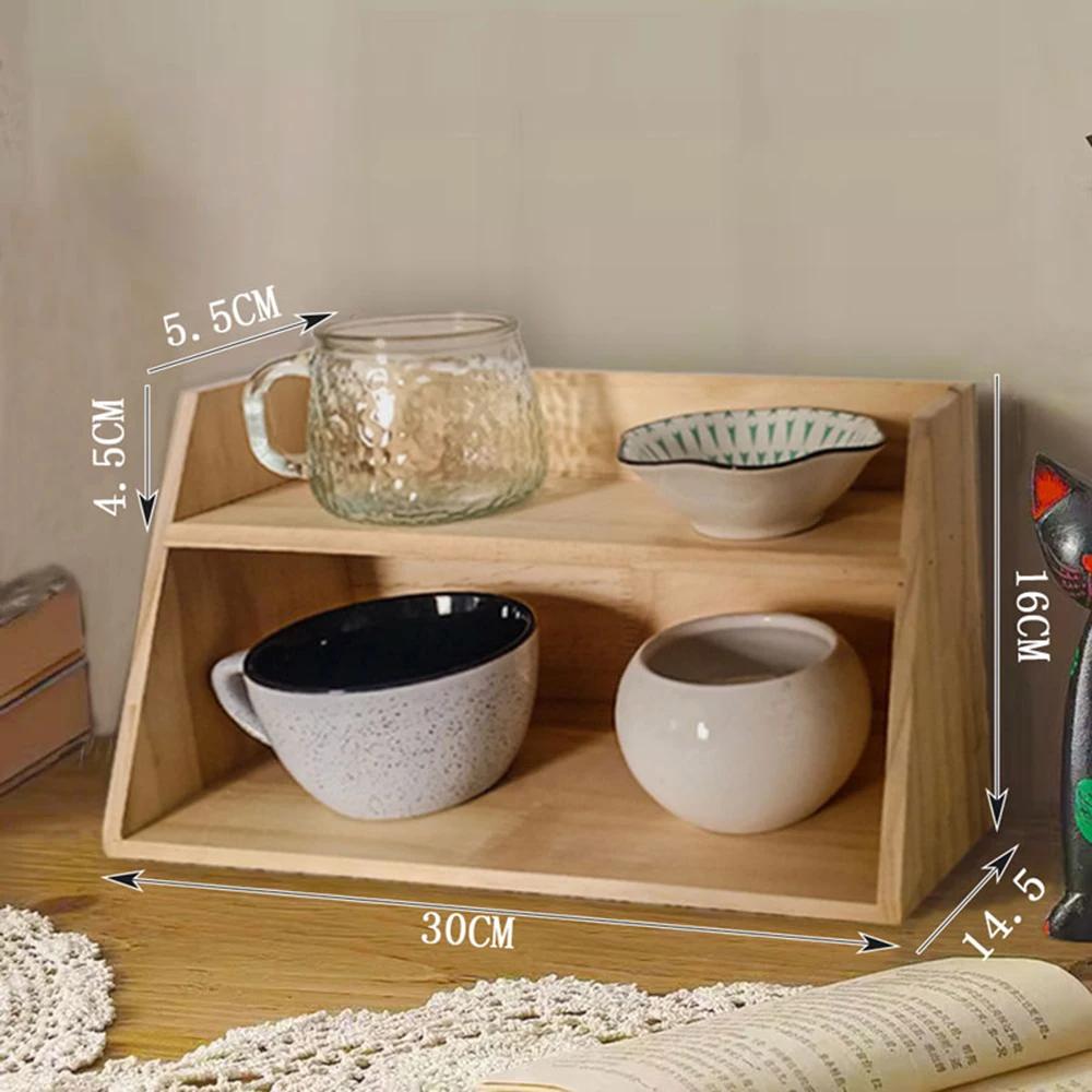 Vintage Wooden Storage Rack Desktop Drawer Perfume Cosmetics Display Makeup Organizers 3 Layers Stander for Home Space Saving